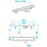 Душевой трап RGW SDR-31-60 прямой 600 хром Ø 50 мм на ножках, с решеткой — фото 3, Трапы для душа