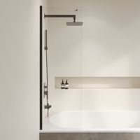 Шторка на ванну INRAIN MC-056 /  50х150 / Чёрный / Прозрачное / 6 мм — фото 2, Неподвижные шторки для ванной