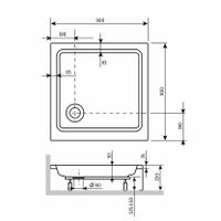 Душевой поддон  90*90*3.5 h 22 RGW STYLE /Квадрат Ø 90 мм  (FW5-8) — фото 2, Акриловые душевые поддоны