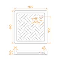 Душевой поддон  90*90*10 RGW CR-099-B Черный/Квадрат Ø 60 мм Керамический — фото 4, Керамические душевые поддоны