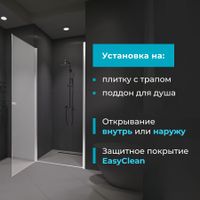 Душевая дверь  90*195 RGW Dolphin TN-03 Хром/fabric/6 мм (Easy) — фото 2, Распашные душевые двери