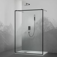 Душевая перегородка 130*200 RGW WA-017-B  Чёрный/Прозрачное(Принт)/8 мм — фото 2, Душевые перегородки