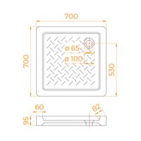 Душевой поддон  70*70*10 RGW CR-077 /Квадрат Ø 60 мм Керамический — фото 5, Керамические душевые поддоны