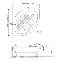 Душевой поддон  80*80*15 h27 RGW BР/CL-S /Полукруг Ø 60 мм  (FW5-5) — фото 3, Акриловые душевые поддоны