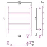 Электрический полотенцесушитель Сунержа Галант 2.0 600x500 R 15-5201-6050 Темный титан муар — фото 2, Электрические полотенцесушители