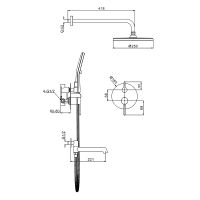 Душевая система Raglo R20.27.06 Черная матовая — фото 10, Встраиваемые душевые комплекты