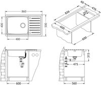 Товар: Мойка для кухни GALEO 30 SAT 90 FI 860X500 в комплекте с сифоном 1127251, - фото 4 Мойка для кухни GALEO 30 SAT 90 FI 860X500 в комплекте с сифоном 1127251, — фото 4, Кухонные мойки