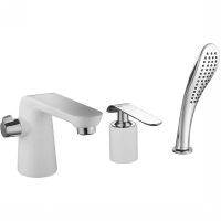 Смеситель на борт ванны Lemark Melange LM4947CW Белый Хром — фото 1, Смесители на борт ванны