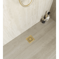 Душевой лоток Drain Leo-01-10 квадрат 100*100 Золото браш Ø 50 мм арт-60210110-06 — фото 2, Душевые лотки