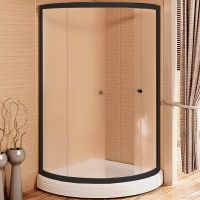 Душевой уголок Radomir Найт 90x90 1-03-6-0-0-0011 профиль Черный стекло матовое — фото 1, Душевые уголки четверть круга