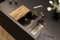 Товар: Мойка для кухни KOMBINO 50 MONARCH ANTRACITE SAT-90 542X442X195 U в компл. с выпуском без сифона, - фото 5 Мойка для кухни KOMBINO 50 MONARCH ANTRACITE SAT-90 542X442X195 U в компл. с выпуском без сифона, — фото 5, Кухонные мойки