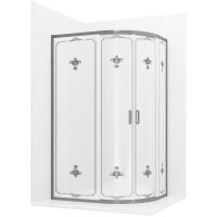 Душевой уголок Ambassador Royal 120x90 18015102 профиль Хром стекло белое с рисунком — фото 1, Асимметричные душевые уголки