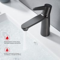 Товар: Смеситель для раковины Raglo R32.10.09 Графит матовый - фото 12 Смеситель для раковины Raglo R32.10.09 Графит матовый — фото 12, Смесители для раковины