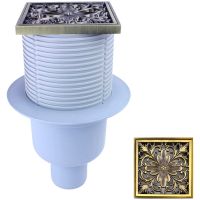 Душевой трап Bronze de Luxe Цветок 21975-57 с решеткой Бронза — фото 1, Трапы для душа