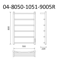 Электрический полотенцесушитель Маргроид Вид 4 800x500 04-8050-1051-9005R правый с полкой Черный мат — фото 6, Электрические полотенцесушители
