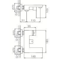 Смеситель для ванны Haiba HB60803-7 Черный матовый — фото 2, Для душа и ванны
