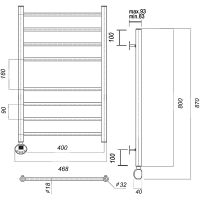 Товар: Электрический полотенцесушитель Domoterm Медея П8 400x800 EL Хром - фото 2 Электрический полотенцесушитель Domoterm Медея П8 400x800 EL Хром — фото 2, Электрические полотенцесушители