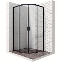 Душевой уголок Ambassador Queen 100х100 11011202Black профиль Черный стекло прозрачное — фото 1, Душевые уголки
