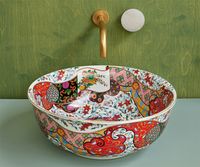 Раковина-чаша Bronze de Luxe Festival 40 2231 Красная с орнаментом — фото 2, Раковины накладные