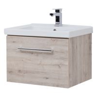 Тумба BIG INN, 65 см, подвесная, 1 ящик + выдвижной внутренний ящик, дуб кантри — фото 1, Тумбы под раковину