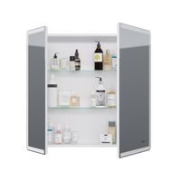 Шкаф зеркальный POINT, 80 см, 2 дверцы, 2 стеклянные полки, инфракрасный выключатель, LED-подстветка — фото 7, Шкафы для ванной