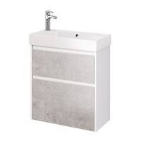 Тумба SLIM, 65 см, подвесная/напольная, 2 ящика, белый глянец / бетон — фото 1, Тумбы под раковину