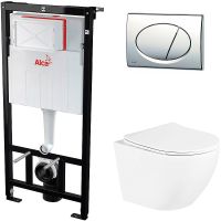 Комплект унитаза BelBagno Uno BB3105CHR/SC с инсталляцией Alcaplast Sadromodul AM101/1120-3:1 RU M71 — фото 1, Комплекты унитаз + инсталляция