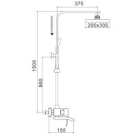 Душевая система Rose R15H R1556H Черная матовая — фото 2, Душевые системы