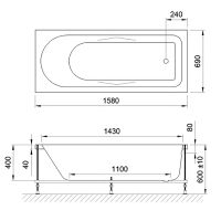 Акриловая ванна BellSan Тора 160x70 4627171530462 без гидромассажа — фото 3, Акриловые ванны