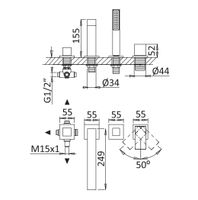 Смеситель на борт ванны CEZARES PORTA-BVDM4-BIO — фото 2, Смесители на борт ванны