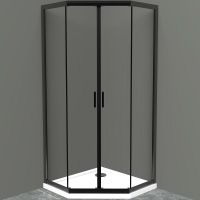 Душевой уголок BelBagno Uno 90х90 UNO-195-P-2-90-C-NERO профиль Черный матовый стекло прозрачное — фото 1, Душевые уголки трапеция