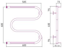 Водяной полотенцесушитель Сунержа Стилье М-образный 600х600 00014-6060 Хром — фото 3, Водяные полотенцесушители