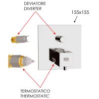 Смеситель для душа Remer Qubica Thermo QT09KBDO с термостатом Золото — фото 2, Смеситель для душа