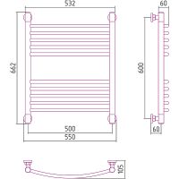 Водяной полотенцесушитель Сунержа Богема+ выгнутая 600х500 30-0221-6050 Белый матовый — фото 2, Водяные полотенцесушители