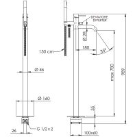 Смеситель для ванны Remer X-Style X08BG Золото брашированное — фото 2, Смесители напольные