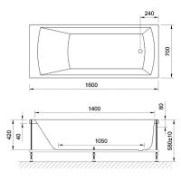 Акриловая ванна BellSan Вета 160x70 4627171530127 без гидромассажа — фото 4, Акриловые ванны