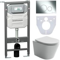 Комплект унитаза с инсталляцией Ceramicanova Balearica CN6000_1001CH_1000 с сиденьем Микролифт и кла — фото 1, Комплекты унитаз + инсталляция
