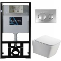 Комплект унитаза с инсталляцией Azario Nova AZ-8010-1000+AZ-8200-0011+AZ-2216 SP с сиденьем Микролиф — фото 1, Комплекты унитаз + инсталляция