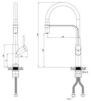Смеситель д/кухни, гибкий излив черный, Gold, арт. K50GB — фото 2, Смесители для кухни