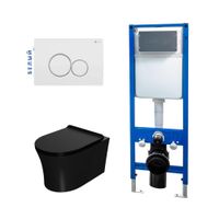 Сет: Система инсталляции Point, Клавиша Виктория бел/хр PN44061WC + Унитаз Вега PN41711BM — фото 1, Инсталляции и комплекты. Сет: Инсталляция, клавиша смыва и подвесной унитаз