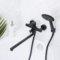 Смеситель для ванны Ростовская Мануфактура Сантехники SUS124BL-006EP универсальный Черный матовый — фото 7, Для душа и ванны