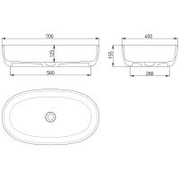 Раковина-чаша Salini Luce 70 110721M Белая матовая — фото 5, Раковины накладные