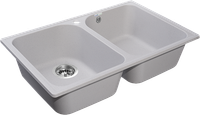 GRANFEST Мойка QUARZ 15 2-чаши 740*480мм серый арт.GF-Z- — фото 2, Кухонные мойки