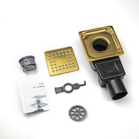 Душевой лоток Drain Leo-01-10 квадрат 100*100 Золото браш Ø 50 мм арт-60210110-06 — фото 5, Душевые лотки