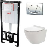 Комплект унитаза AQUAme AQM2002 с инсталляцией Alcaplast Sadromodul AM101/1120-3:1 RU M71-0001 с сид — фото 1, Комплекты унитаз + инсталляция