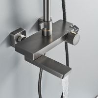 Товар: Душевая система Rose R18T R1896T с термостатом Оружейная сталь - фото 7 Душевая система Rose R18T R1896T с термостатом Оружейная сталь — фото 7, Душевые стойки