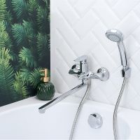 Смеситель для ванны Ростовская Мануфактура Сантехники Boou B8274-18F универсальный Хром — фото 5, Для душа и ванны