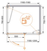 Душевой уголок CEZARES VERONA-W-AH-1-120/80-P-Cr-R — фото 2, Душевые уголки