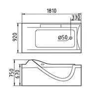 Акриловая ванна Gemy 181х92 G9055 O R с гидромассажем арт-G9055OR — фото 2, Акриловые ванны