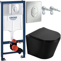 Комплект унитаза CeramaLux B2330-1MB с инсталляцией Grohe Rapid SL 38721001 с сиденьем Микролифт и к — фото 1, Комплекты унитаз + инсталляция